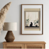 Minimalistische schwarze Katze Ästhetik Neutral Poster