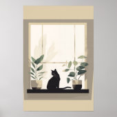 Minimalistische schwarze Katze Ästhetik Neutral Poster (Vorne)