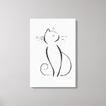 Minimalistische schwarze Katze auf Weiß Leinwanddruck<br><div class="desc">Minimalistische schwarze Katze auf weißem Hintergrund.</div>