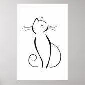 Minimalistische schwarze Katze auf Weiß Poster (Vorne)