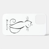 Minimalistische schwarze Katze auf weißem Namen Case-Mate iPhone Hülle (Rückseite (Horizontal))