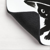 Minimalistische schwarze Katze mit Hexenhut-Design Mousepad (Ecke)