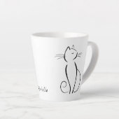Minimalistische schwarze Katze mit weißem Namen Milchtasse (Rechte Ecke)