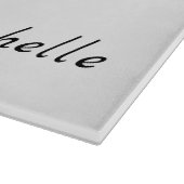 Minimalistische schwarze Katze mit weißem Namen Schneidebrett (Ecke)