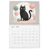 Minimalistische Schwarze Katzen 2026 Kalender 12 M (Mär 2026)