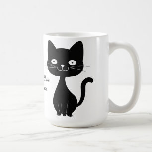 Minimalistische schwarze Katzen-Cartoon-Comic-Katz Kaffeetasse