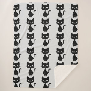 Minimalistische schwarze Katzen-Cartoon-Comic-Katz Sherpadecke