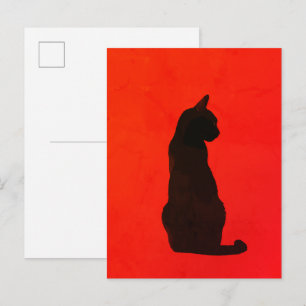 Minimalistische schwarze Katzensilhouette moderne  Postkarte