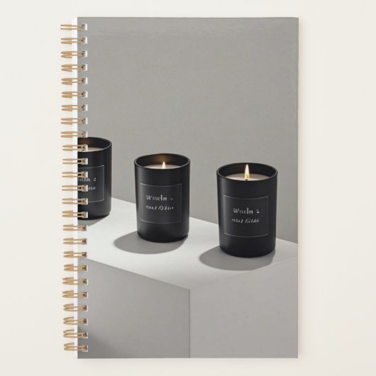 Minimalistische schwarze Kerzen mit winzigen Flamm Planer (Vorderseite)