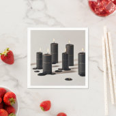 Minimalistische schwarze Kerzen mit winzigen Flamm Serviette (Beispiel)