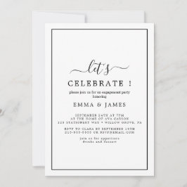 Minimalistische schwarze "Let's Celebrate" Einladu Einladung