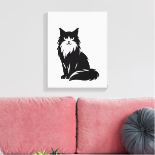 Minimalistische schwarze Maine-Coon-Silhouette Leinwanddruck