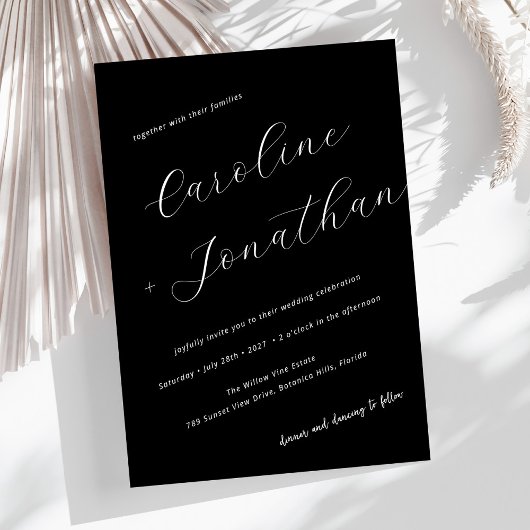 Minimalistische schwarze, moderne kalligraphische  einladung