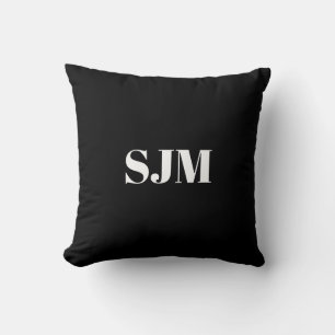 Minimalistische schwarze Monogramm-Initialen Kissen