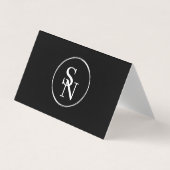 Minimalistische schwarze Monogramm-Profi-Faltvisit Visitenkarten (Vorderseite)
