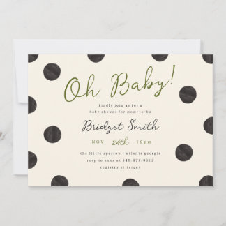 Minimalistische schwarze Punkte-Baby-Party Einladung