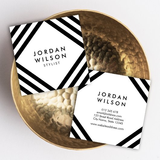 Minimalistische schwarze Quadrate Linien geometris Quadratische Visitenkarte