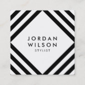Minimalistische schwarze Quadrate Linien geometris Quadratische Visitenkarte (Vorderseite)