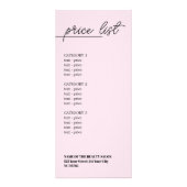 Minimalistische Schwarze Rose Schönheitspreisliste Werbekarte (Vorne)