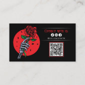 Minimalistische Schwarze Rose TattooArtist Verbind Visitenkarte (Vorderseite)