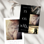 Minimalistische Schwarze Schrift 3 Foto Hochzeit Save The Date
