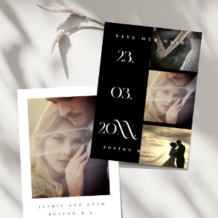 Minimalistische Schwarze Schrift 3 Foto Hochzeit Save The Date