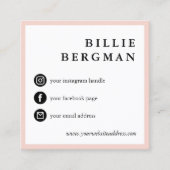 Minimalistische Schwarze Social Media Ihr Logo Quadratische Visitenkarte (Vorderseite)