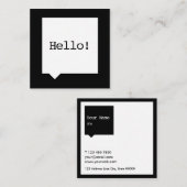 Minimalistische schwarze SpeechBubble quadratische Visitenkarte (Vorne/Hinten)