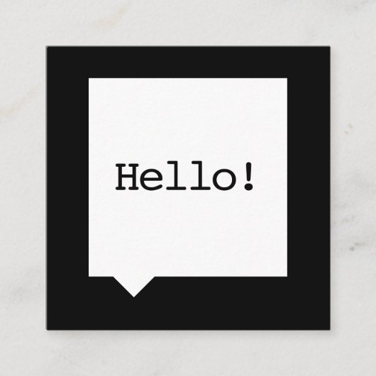 Minimalistische schwarze SpeechBubble quadratische Visitenkarte (Vorderseite)