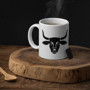 Minimalistische schwarze Stierkopf-Ochsen-Silhouet Kaffeetasse