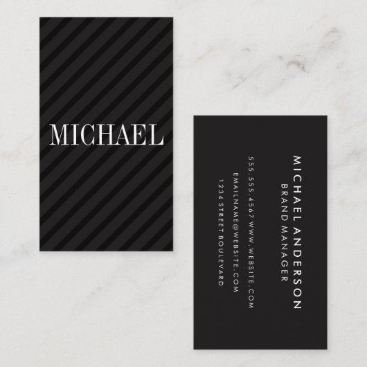 Minimalistische schwarze Streifen mit seriellem Sc Visitenkarte (Vorne/Hinten)