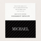 Minimalistische schwarze Streifen mit seriellem Sc Visitenkarten (Außenseite Aufgefaltet)