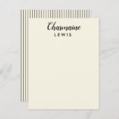 Minimalistische schwarze Streifen personalisiert Mitteilungskarte (Vorne/Hinten)