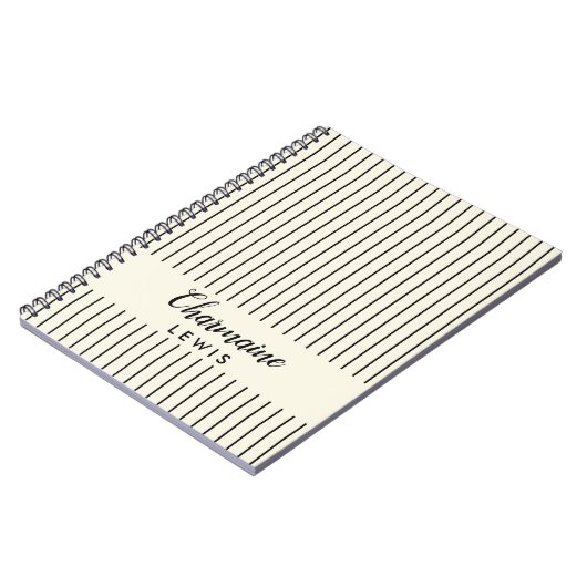 Minimalistische schwarze Streifen personalisiert Notizblock (Linke Seite)