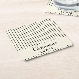 Minimalistische schwarze Streifen personalisiert Rechteckiger Pappuntersetzer