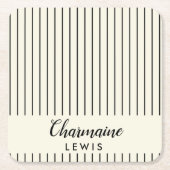Minimalistische schwarze Streifen personalisiert Rechteckiger Pappuntersetzer (Vorderseite)