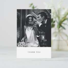 Minimalistische Schwarze Typografie Foto Hochzeit Dankeskarte
