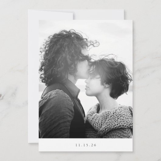 Minimalistische Schwarze Typografie Foto Hochzeit Save The Date (Vorderseite)