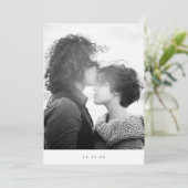 Minimalistische Schwarze Typografie Foto Hochzeit Save The Date (Stehend Vorderseite)