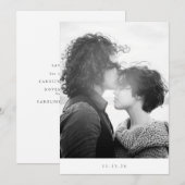 Minimalistische Schwarze Typografie Foto Hochzeit Save The Date (Vorne/Hinten)