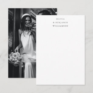 Minimalistische schwarze Typografie Foto Hochzeits Dankeskarte