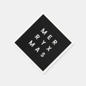 Minimalistische schwarze Typografie Merry Xmas Serviette (Ecke)