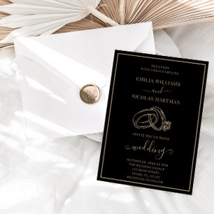 Minimalistische schwarze und goldene elegante Hoch Einladung