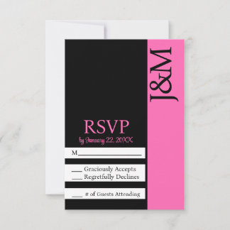 Minimalistische schwarze und heiße pink-magenta-RS RSVP Karte