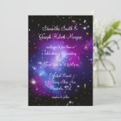 Minimalistische Schwarze und Lila Himmelshochzeit Einladung (Stehend Vorderseite)