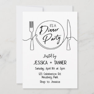 Minimalistische schwarze und weiße Dinnerparty Einladung