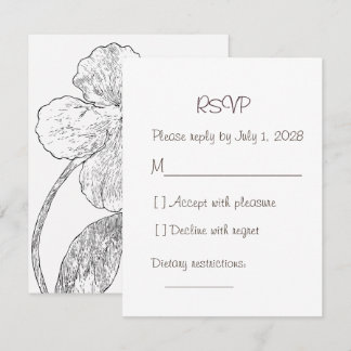 Minimalistische schwarze und weiße florale Hochzei RSVP Karte