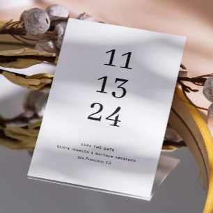 Minimalistische schwarze und weiße Hochzeit   groß Save The Date