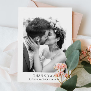 Minimalistische schwarze und weiße Hochzeit Klas Dankeskarte