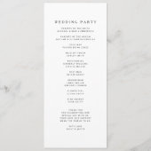 Minimalistische schwarze und weiße Hochzeit Programm (Rückseite)